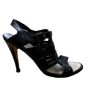 Manolo Blahnik Black Strappy Heels with Buckle